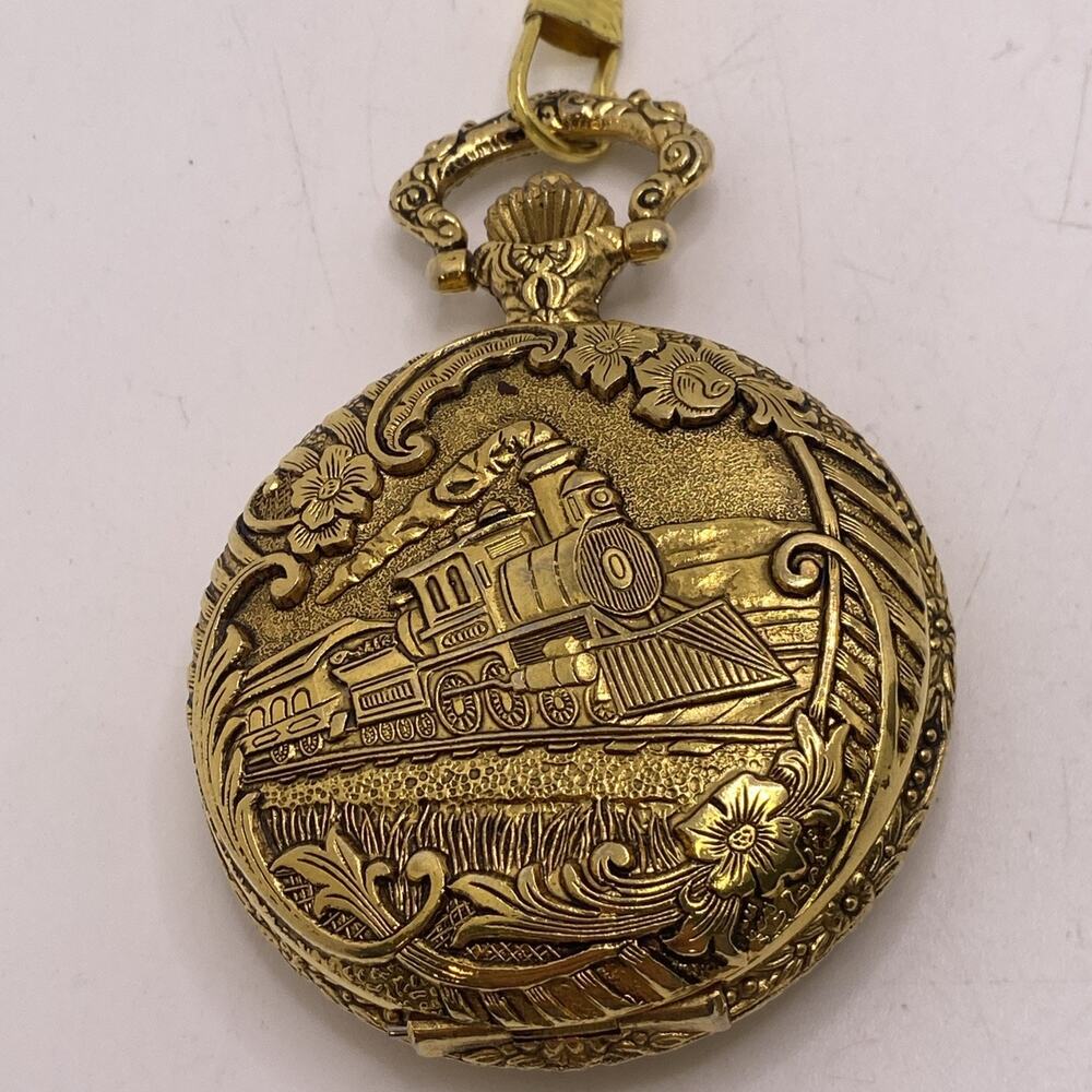 Mens Brut Train Pocket Watch Works New Battery